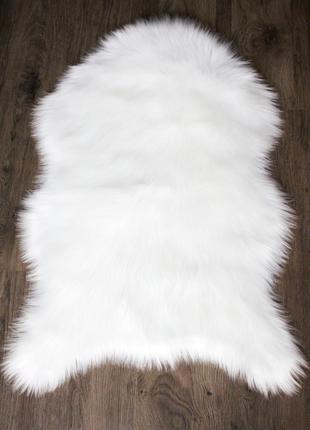 Білий килимок хутро штучна овчина, килимок шкірка 85х55 см