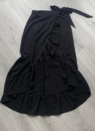 Юбка черная миди с разрезом юбка на запах юбка на завязках