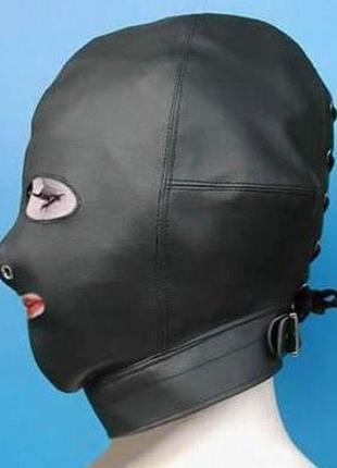 Черная сексуальная маска с открытым ртом и глазами 18+