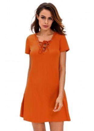 Оранжевое платье в стиле кежуал 18+