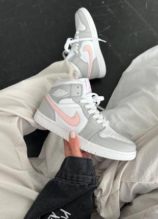 Кроссовки nike air jordan retro 1 “light grey/pink”