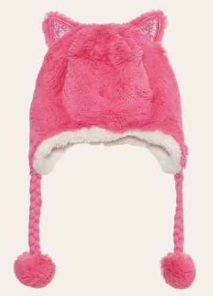 Красивая шапочка для девочки с ушками розовая 40/42 см ог