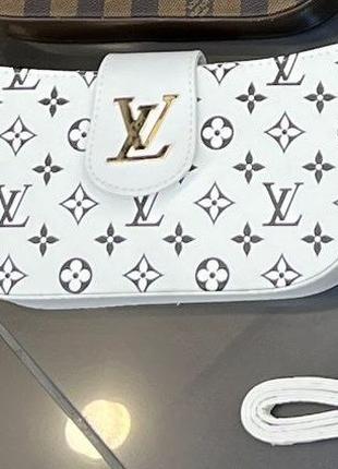 Сумка белая женская Louis Vuitton Клатч на цепочке Сумка Луи В...