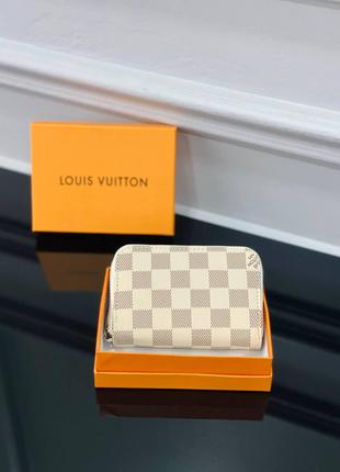 Кошелек мини бежевый в клетку женский мужской Louis Vuitton Ко...