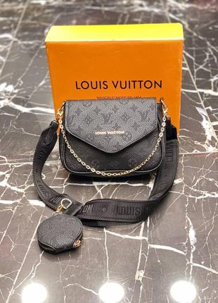 Сумка черная женская Louis Vuitton 2в1 Клатч Сумка Луи Витон К...