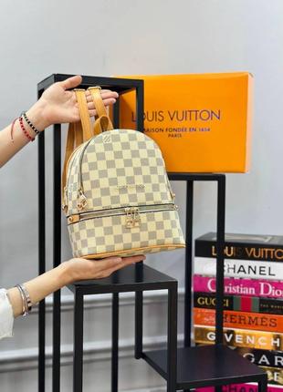 Рюкзак маленький бежевый в клетку женский Louis Vuitton мини M...