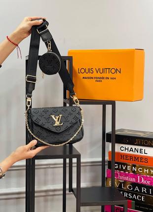 Сумка чорна жіноча Louis Vuitton 2в1 Сумочка Луї Вітон Клатч К...