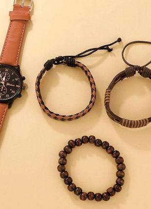 Роскошный набор браслетов и мужские часы, подарочный набор