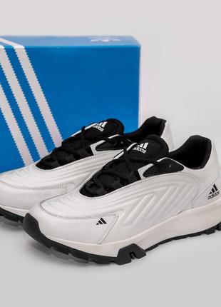 Кожаные кроссовки Adidas цвет белый/черный