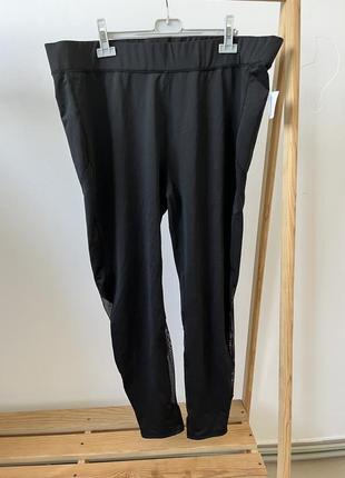 Женские спортивные лосины большой размер черные штаны для спорта