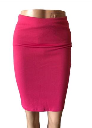 Розовая плотная эластичная юбка карандаш rom style s