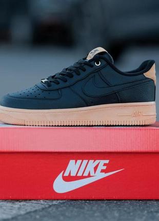 Кроссовки мужские nike air force 1 low black черный кожаные