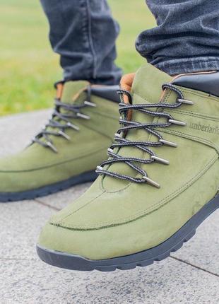 Чоловічі черевики нубук timberland — хакі