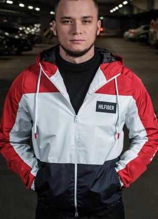 Куртка ветровка мужская tommy hilfiger - red-black