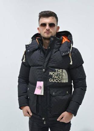 Куртка мужская зимняя the north face x gucci - black