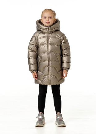 Куртка зимняя на экопухе для маленьких девочек детская пуховик...