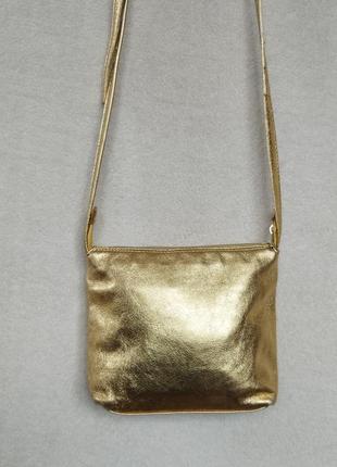 Женская сумочка кросс - боди в золотистом цвете нат кожа