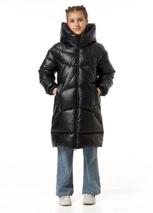 Куртка зимова на екопусі для дівчинки підліткова дитяча пухови...