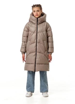Куртка зимняя на экопухе для девочек подростковый детский пухо...