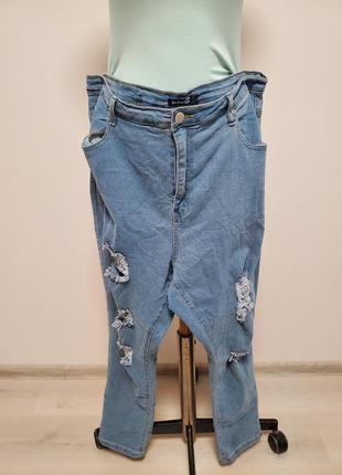 Шикарные стильные брндовые джинсы с дырками батал