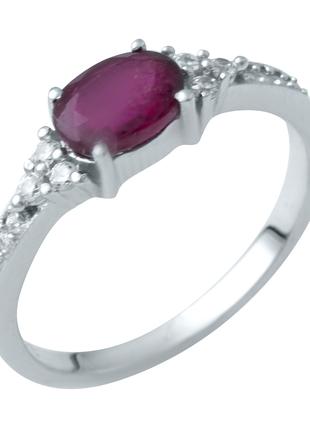 Серебряное кольцо с натуральным рубином, вес изделия 2,36 гр (...