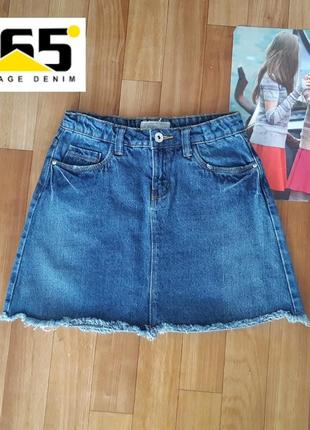 Стильная винтажная джинсовая юбка трапеция 365 denim 9-10р