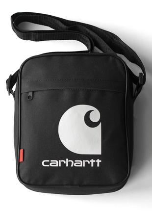 Мужская сумка барсетка через плечо Carhartt faton черная ткане...