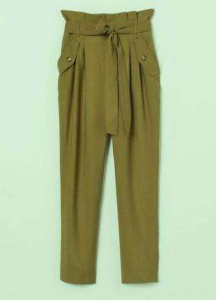 Высокие оливковые женские брюки / женское высокие оливковое брюки