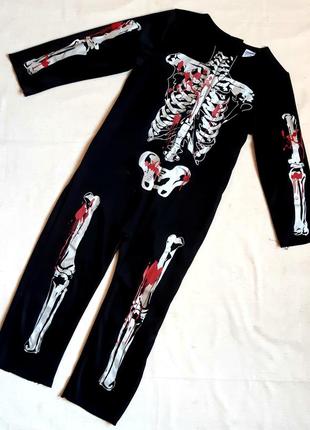 Скелетон tesco карнавальный костюм на halloween на 5-6 лет
