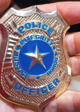Брошь знак значок с синим металл police полиция жетон офицер