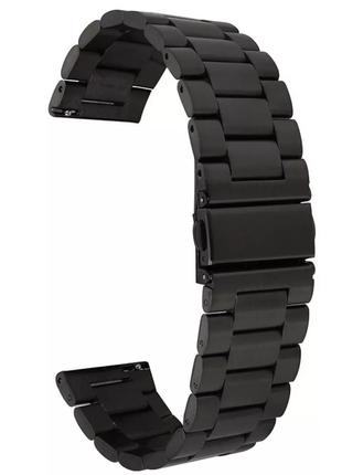 Ремінець металевий для годинника 20 мм Rolex 3 Bead design чорний