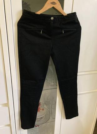 Mango 36 s/м черные стретч зауженные брюки с замочками