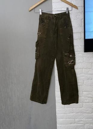 Винтажные брюки брюки брюки с накладными карманами m.k. amber,...