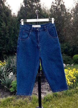 Синие короткие джинсы/ капри с высокой посадкой perfect stone