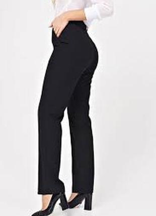 Чорні щільні штани жіночі широкі прямі класичні висока талія п...