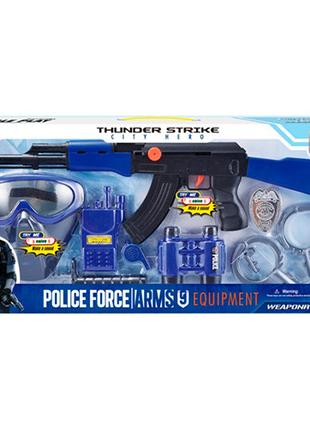 Набор полицейского игрушечный автомат трещотка, маска, рация P...