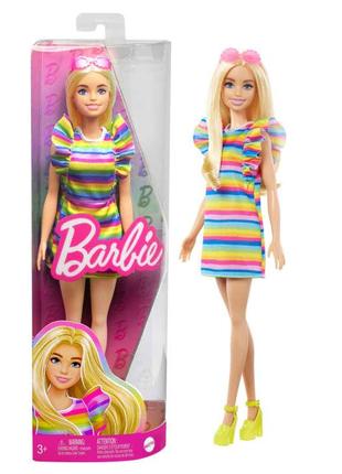 Кукла Barbie "Модница" с брекетами в полосатом платье