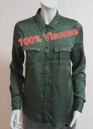 Шикарная вискозная рубашка / блузка зелёного цвета bruuns baza...