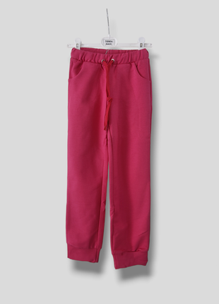 Спортивные штаны 70516013 на девочку розовые малиновые двунитка