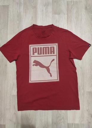 Красная бордовая мужская футболка puma размер м