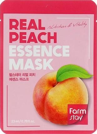 Тканевая маска для лица с экстрактом персика farmstay real pea...