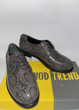 Кожаные туфли на шнуровке со змеиным принтом nod trend