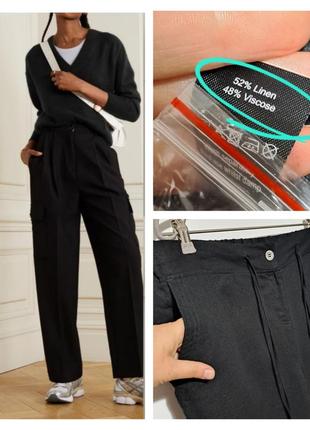 100% натуральные черные льняные штанины лён вискоза качество