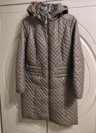 Женское деми пальто плащ длинная куртка с капюшоном р.50/eur42