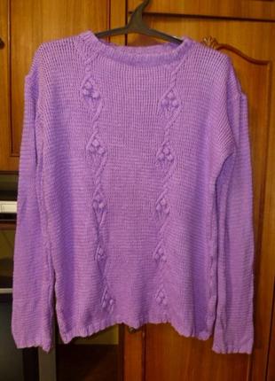 Теплый свитер ручная вязка длинный большой размер или оверсайз