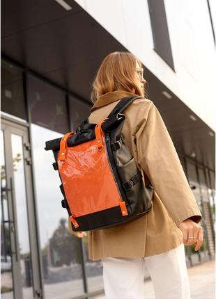 Жіночий рюкзак sambag rolltop hacking чорно-оранжевий