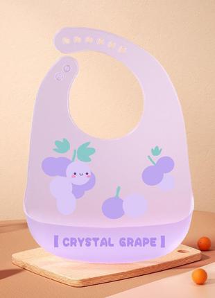 Слюнявчик силиконовый с карманом Прозрачный Фиолетовый SSPa02
