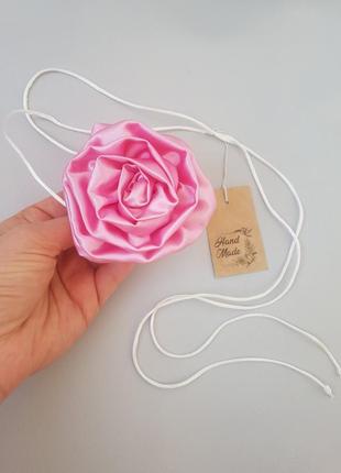 Чокер цветок роза на шею роза розовая, 8 см
