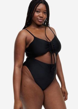 Високий чорний суцiльний купальник H&M