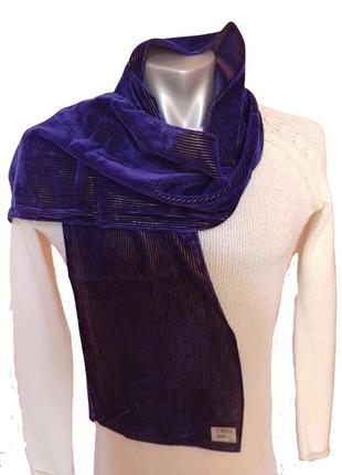 Женская шаль jago 26*150см фиолетовая в золотистую полоску